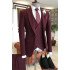 Latest Design Chic Burgundy Peaked Lapel Three Pieces Men Suit