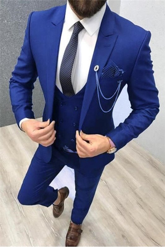 Newest Stylish Royal Blue Three Piece Prom Suits for Men