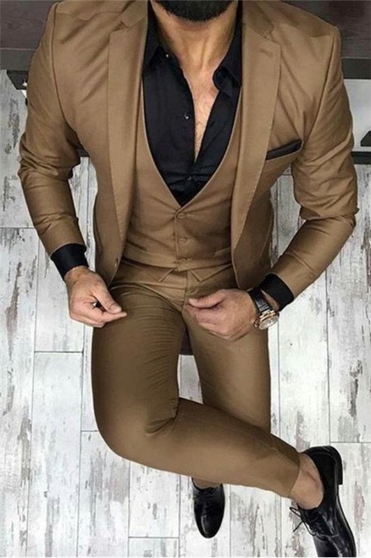 Chocolate Brown Chic Best Fitted Three Piece Prom Men Suits