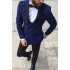 Fashion Navy Blue Peaked Lapel Double Breasted Mens Suit