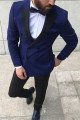 Fashion Navy Blue Peaked Lapel Double Breasted Mens Suit