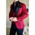 Red Shawl Lapel Jacquard Three-Pieces Wedding Groom Suits