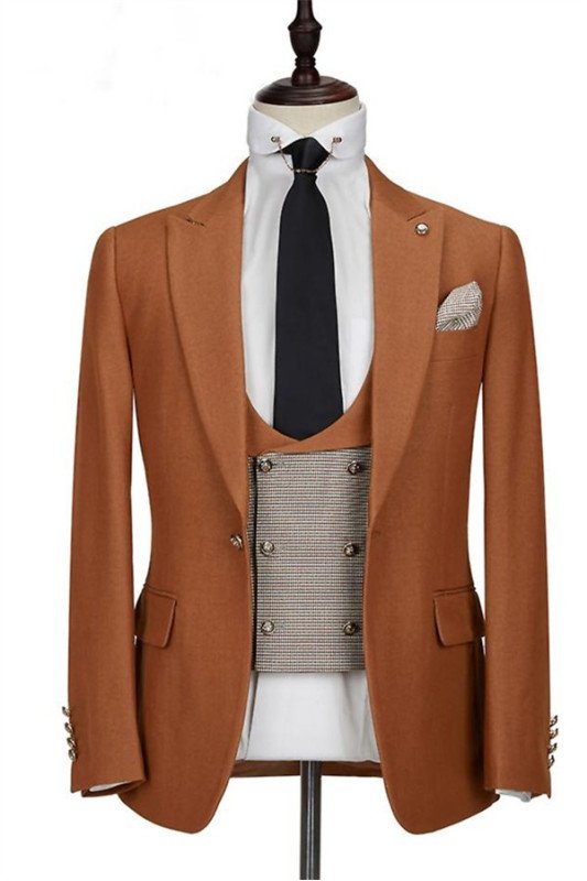 Caramel Best Fitted  Three-Pieces Bespoke Prom Suits for Men