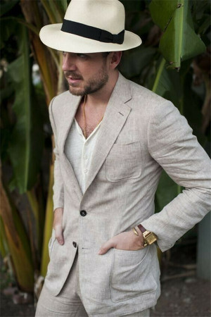 Summer Chic Khaki Linen Suit For Men | Casual Prom Dinner Groom Wedding Tuxeds Summer Chic Khaki Linen Suit For Men | Casual Prom Dinner Groom Wedding Tuxeds