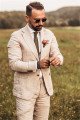 Fashion Linen Wedding Suit | Casual Summer Beach Groom Best Fitted Suit TuexedAOS