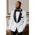 White Wedding TuxedAOS Best Fitted Suits For Men with Black Lapel