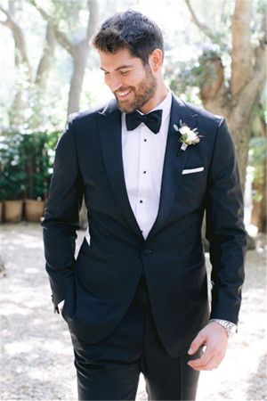 Newest Best Fitted Peaked Lapel Prom Mens Suits | One buttons Wedding TuxedAOS