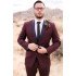 Chic Burgundy Best Fitted Wedding Suits with Black Lapel