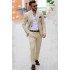 Chic Ivory Casual Summer 2 piece Linen Blazer Mens Suits