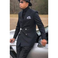 Black Business Men Suits with Double Breasted | Best Fitted Peak Lapel Prom Suits Black Business Men Suits with Double Breasted | Best Fitted Peak Lapel Prom Suits