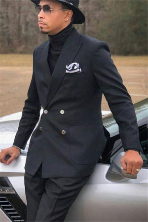 Black Business Men Suits with Double Breasted | Best Fitted Peak Lapel Prom Suits Black Business Men Suits with Double Breasted | Best Fitted Peak Lapel Prom Suits