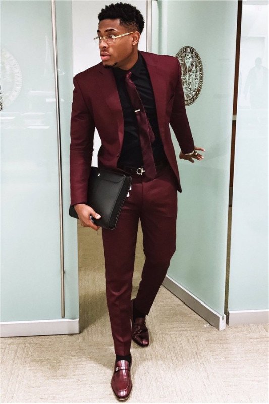 Cool Burgundy Chic Best Fitted One buttons Prom Outfits