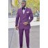 Chic Purple Best Fitted Groom TuxedAOS | Jacquard Prom Outfits Suits