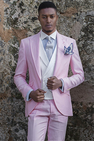 Chic Notch Lapell Groom TuxedAOS | Pink Prom Men Outfits