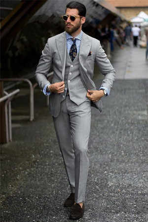 Bespoke Formal Mens Suits | Regular Grey Three-Piece Prom Suits Bespoke Formal Mens Suits | Regular Grey Three-Piece Prom Suits