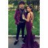 Burgundy Velvet Two Pieces Peak Lapel Chic Prom Suits for Men