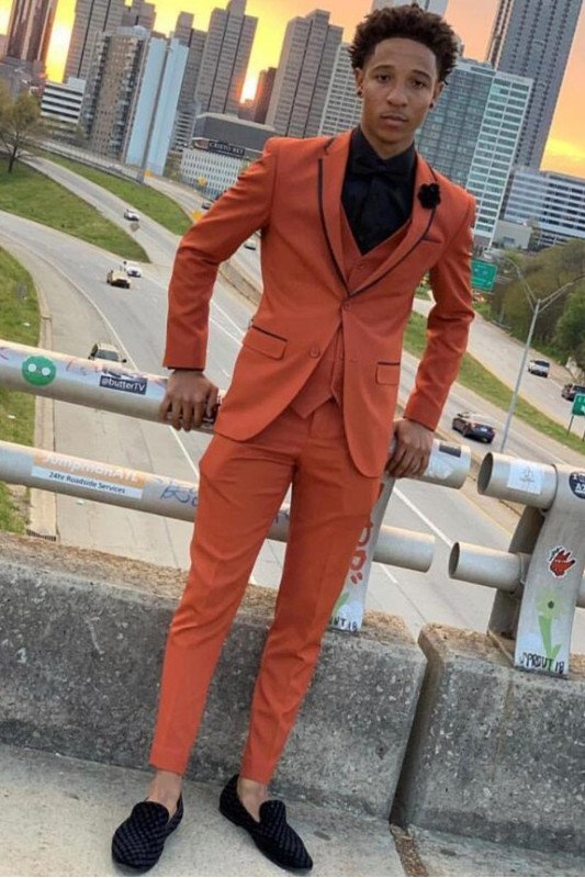 Chic Orange Three-Piece Best Fitted Prom Party Men Suits