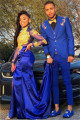 Chic Royal Blue Three Pieces Appliques Prom Men Suits