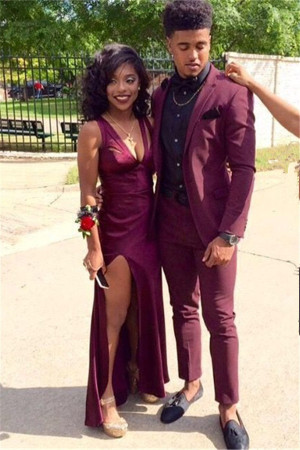 Bespoke Burgundy Two-Piece Best Fitted Prom Men Suits