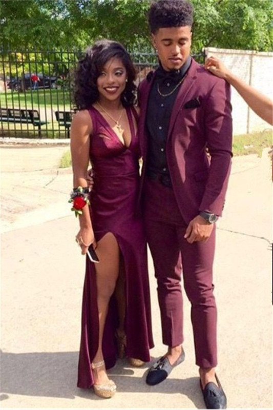 Bespoke Burgundy Two-Piece Best Fitted Prom Men Suits