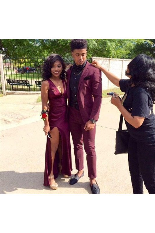 Bespoke Burgundy Two-Piece Best Fitted Prom Men Suits