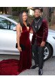 Burgundy ClAOSe Fitting Velvet Shawl Lapel Prom Men Suits