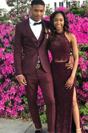 Burgundy Bespoke Shawl Lapel Men Prom Outfits Burgundy Bespoke Shawl Lapel Men Prom Outfits