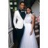 Chic Two Pieces Bespoke White Shawl Lapel Wedding Suits with One buttons