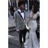 Fashion Silver Sequins Men Suits | Peaked Lapel Two Piece Prom Outfits