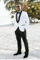 Newest Two Pieces White Shawl Lapel Wedding Men Suit