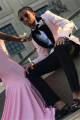 Latest Design Pink Jacquard Men Suit | One buttons Prom Suit with Shawl Lapel