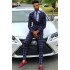 Dark Navy Business Men Suit | Fashion Plaid Prom Suits for Men