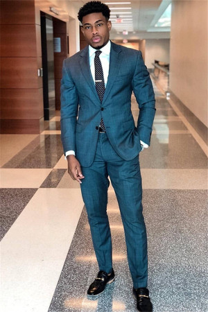 Blue Plaid Prom Suit | Fashion Business Two Piece Men Suits Blue Plaid Prom Suit | Fashion Business Two Piece Men Suits