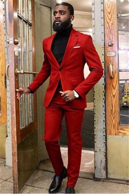 Latest Design Red Two Piece Best Fitted Prom Men Suit