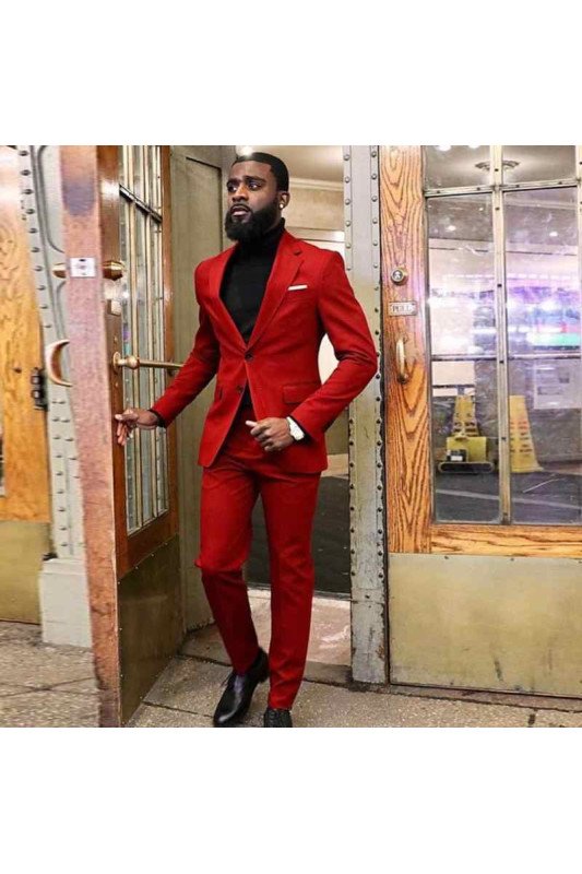 Latest Design Red Two Piece Best Fitted Prom Men Suit