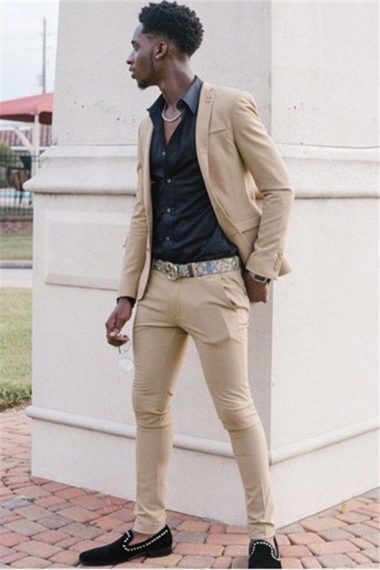 Newest Khaki Best Fitted Two Piece Men Suit