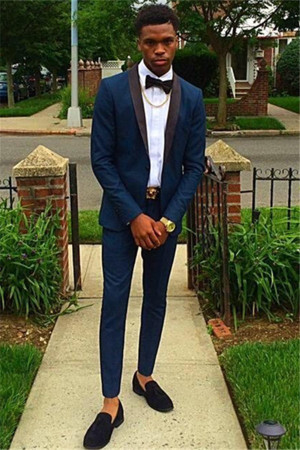 Navy Blue Bespoke Two Piece Men Suit for Prom Navy Blue Bespoke Two Piece Men Suit for Prom