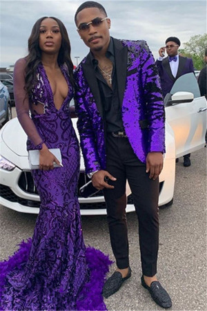 Glitter Purple Sequined Men's Suit | Two Piece Best Fitted Prom Men Suits Glitter Purple Sequined Men's Suit | Two Piece Best Fitted Prom Men Suits