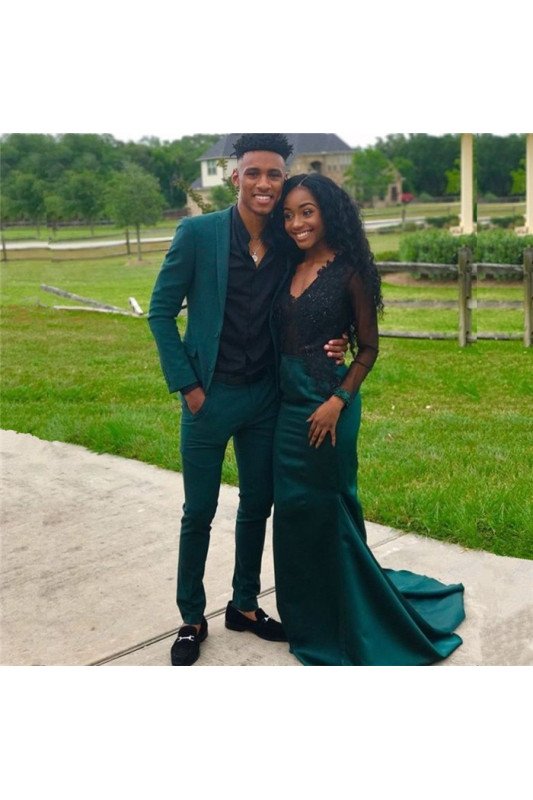 Dark Green 2-Piece Notch Lapel Chic Bespoke Prom Suits