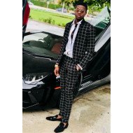Black Best Fitted Men Suits | Plaid Prom Suit