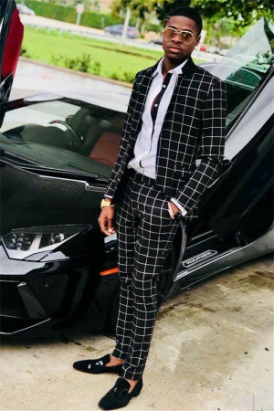 Black Best Fitted Men Suits | Plaid Prom Suit Black Best Fitted Men Suits | Plaid Prom Suit