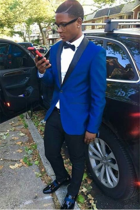 Cool Royal Blue Men Suit | One buttons Shawl Lapel Prom Outfit