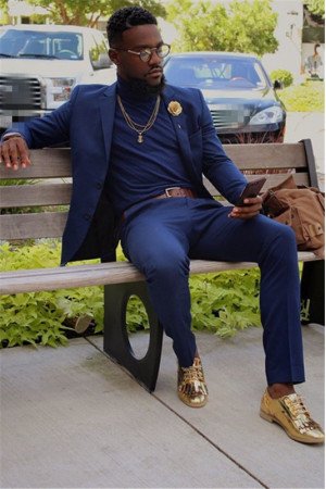 Dark Navy Chic Men Suit | Two Piece Prom Outfits