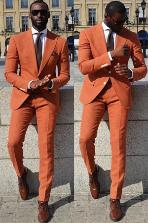 Orange Best Fitted Men Suit | Peaked Lapel Prom Suits Orange Best Fitted Men Suit | Peaked Lapel Prom Suits