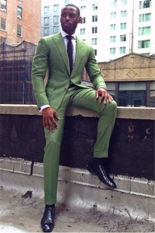 Green Best Fitted Bespoke Men Suit | Peaked Lapel Two Pieces Prom Outfits