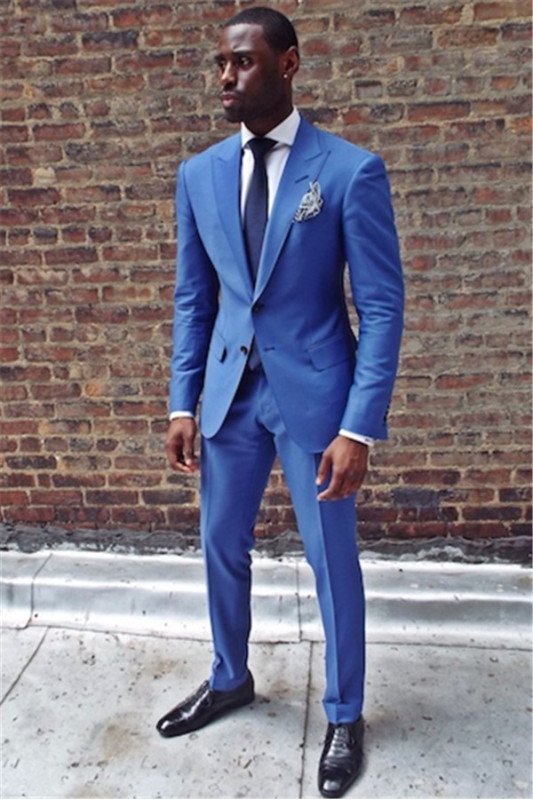 Royal Blue Two Pieces Men Suit | New Arrival Peaked Lapel Prom Suit