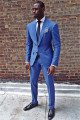 Royal Blue Two Pieces Men Suit | New Arrival Peaked Lapel Prom Suit