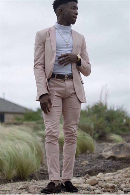 Fashion Pink Best Fitted Prom Men Suit | Two Piece Prom Suit 