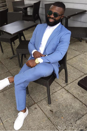 Blue Peaked Lapel Best Fitted Bespoke Men Suits  Blue Peaked Lapel Best Fitted Bespoke Men Suits
