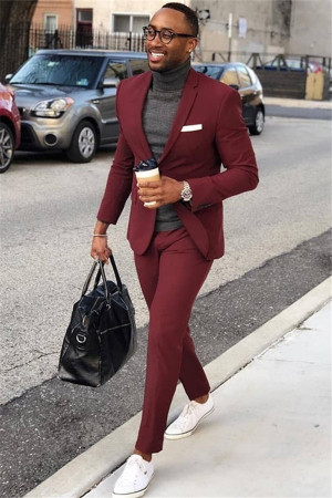 Burgundy Chic One buttons Men's Suit | Best Fitted Formal Business Suit Burgundy Chic One buttons Men's Suit | Best Fitted Formal Business Suit